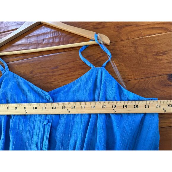 LANE BRYANT REGATTA BLUE SLEEVELESS V-NECK BUTTON FRONT MAXI DRESS SZ 22 - Picture 8 of 10